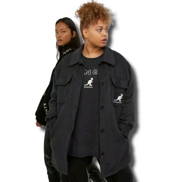 H&M x Kangol oversized gray twill jacket size small - Picture 1 of 8
